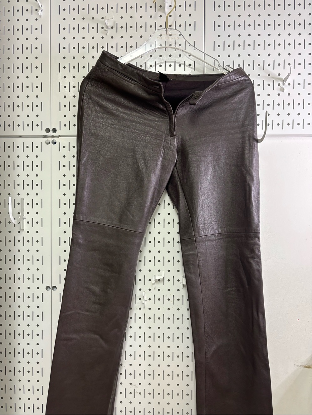 BCBG Max Azria Women’s Dark Brown Leather Jeans - Classic Straight Fit